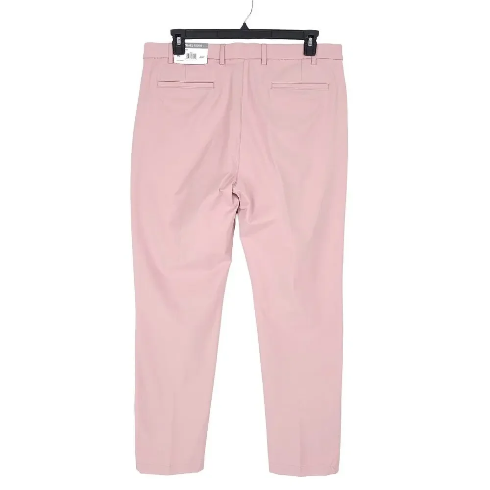 Michael Kors Mens Classic Fit Dress Pants 32x32 Rose Pink Solid Stretch Cotton